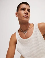 Short link chain necklace with dragonfly