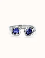 Bangle bracelet with two purple crystals