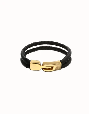 Leather bracelet with golden clasp