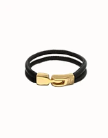 Leather bracelet with golden clasp