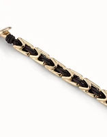Leather bracelet with rectangular links