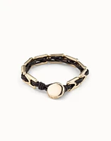 Leather bracelet with rectangular links