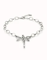Short link chain necklace with dragonfly