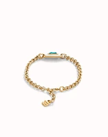 Chain bracelet with green crystal