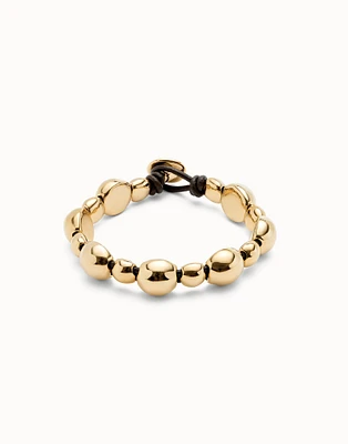 Leather bracelet with round beads