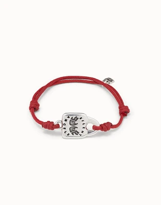 Leather bracelet with links and topaz