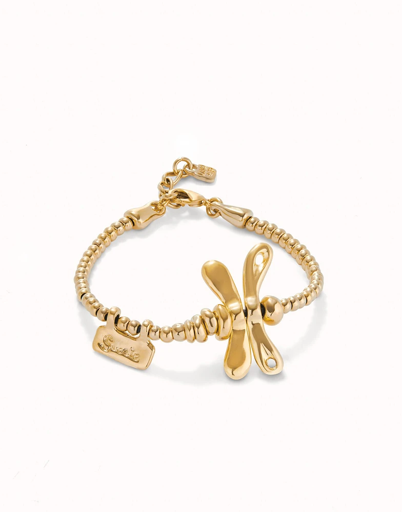 Beaded bracelet with a dragonfly