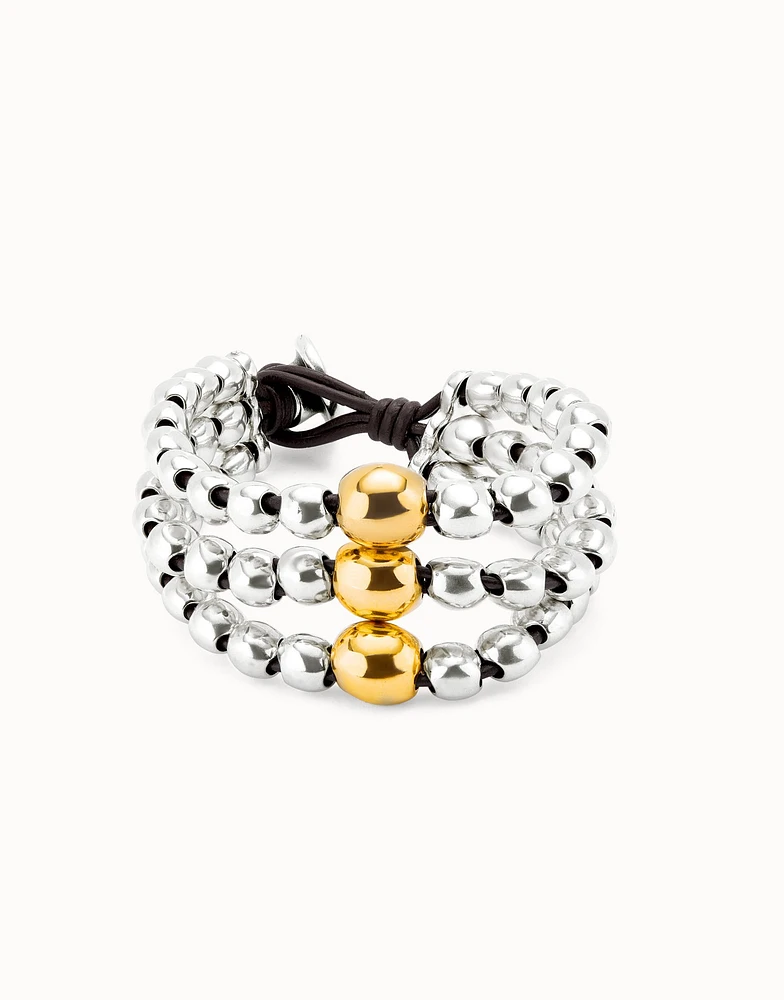 Three strand beaded leather bracelet