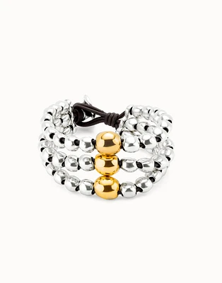 Three strand beaded leather bracelet