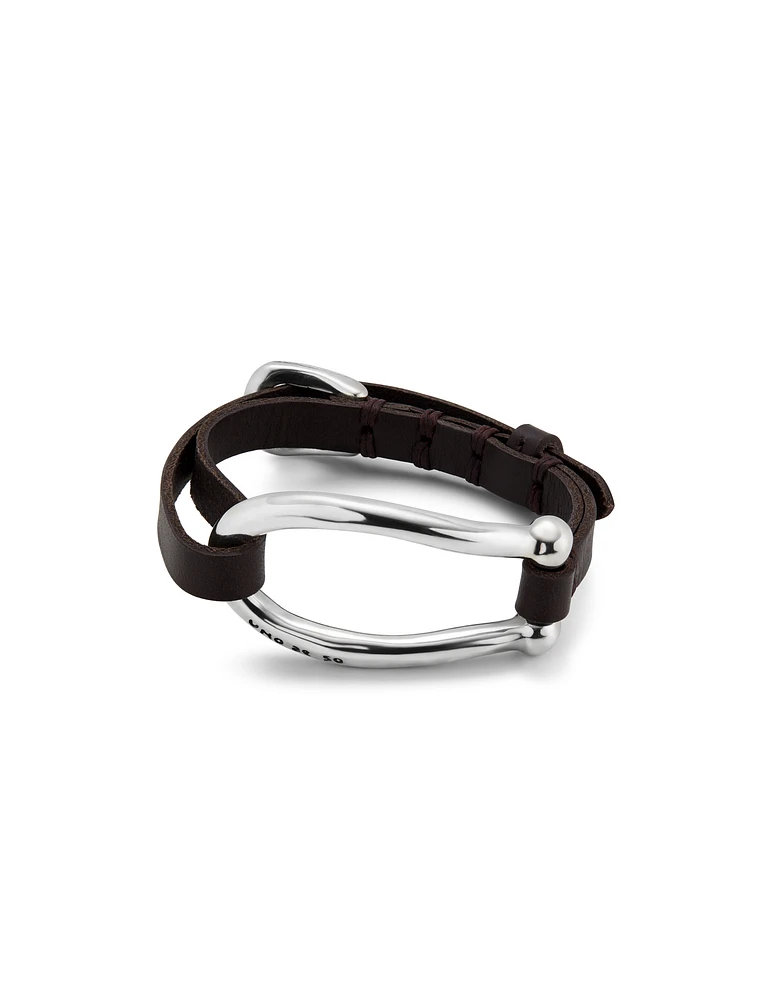 Leather bracelet with large central link