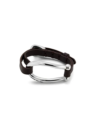 Leather bracelet with large central link
