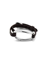 Leather bracelet with large central link