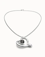 Long chain pendant necklace with a large heart