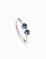 Bangle bracelet with two blue crystals