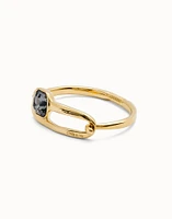 Bangle bracelet with a black crystal