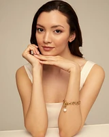 Large link chain bracelet with a pearl
