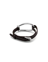 Leather bracelet with large central link