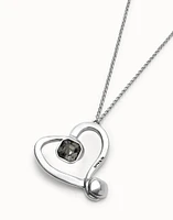Long chain pendant necklace with a large heart