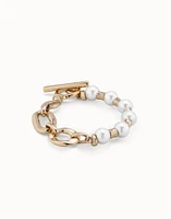 Link chain bracelet with pearls