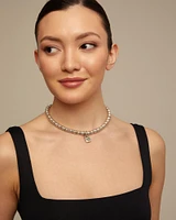 Short beaded chain necklace with padlock charm