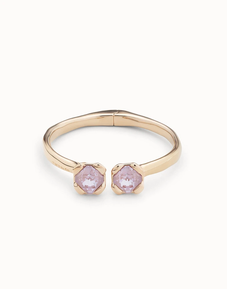 Bangle bracelet with two pink crystals