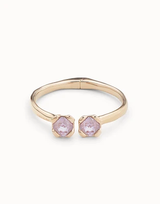 Bangle bracelet with two pink crystals