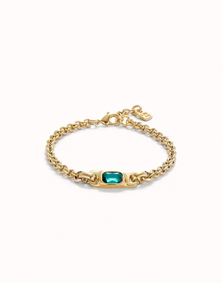 Chain bracelet with green crystal