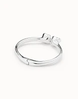 Bangle bracelet with two blue crystals