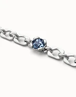 Link chain bracelet with a blue crystal