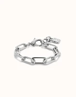 Paper clip link bracelet with padlock