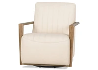 Simone Leather Swivel Chair -Ari Chalk