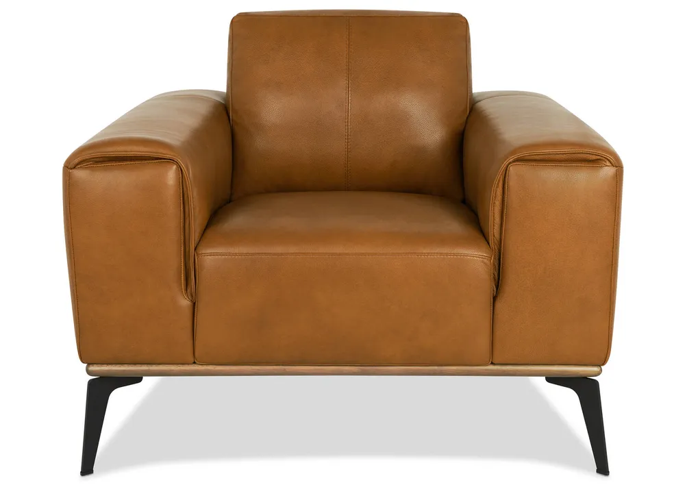 ANGIE reclining leather armchair with ottoman