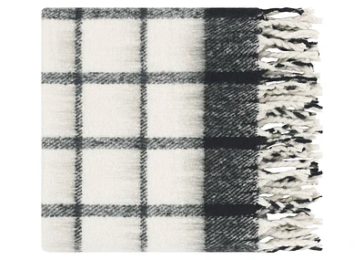 Remi Windowpane Plaid Throw Ivory/Black