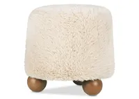 Odin Ottoman -Faux Fur Ivory