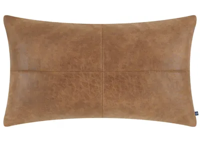 Jarvis Faux Leather Pillow 12x22 Cara