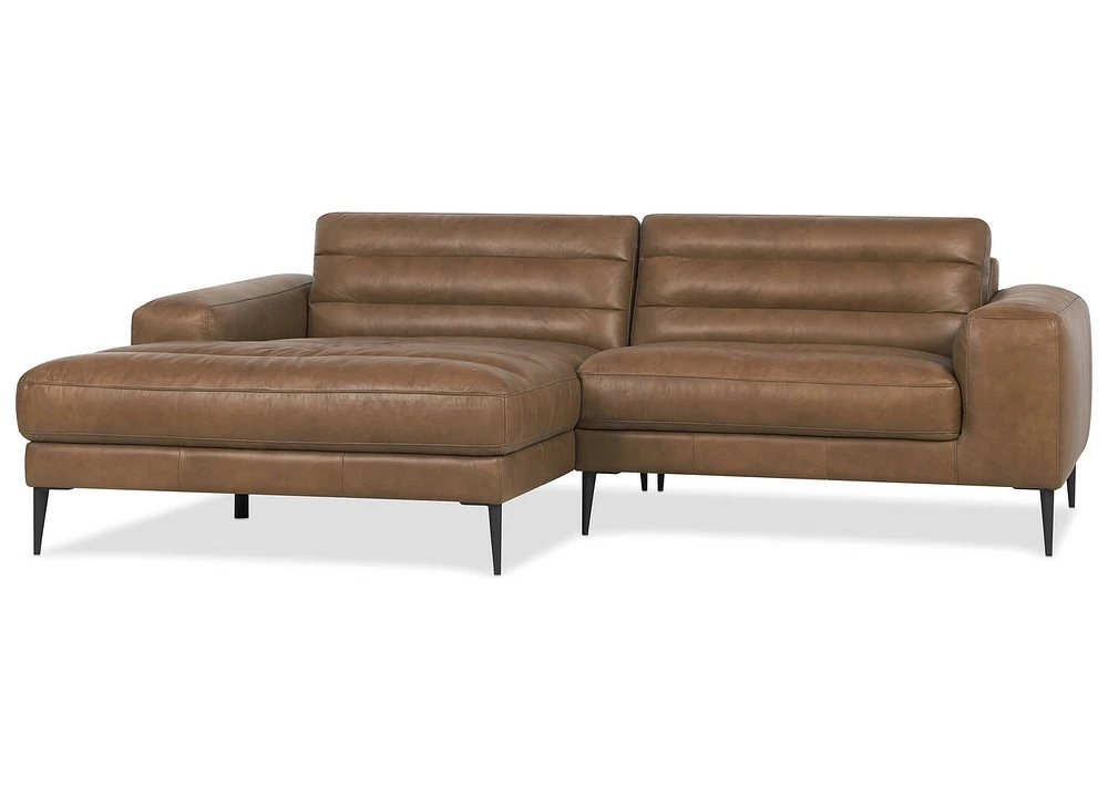 Scotley Leather Sofa Chaise LCF -Leo Mocha