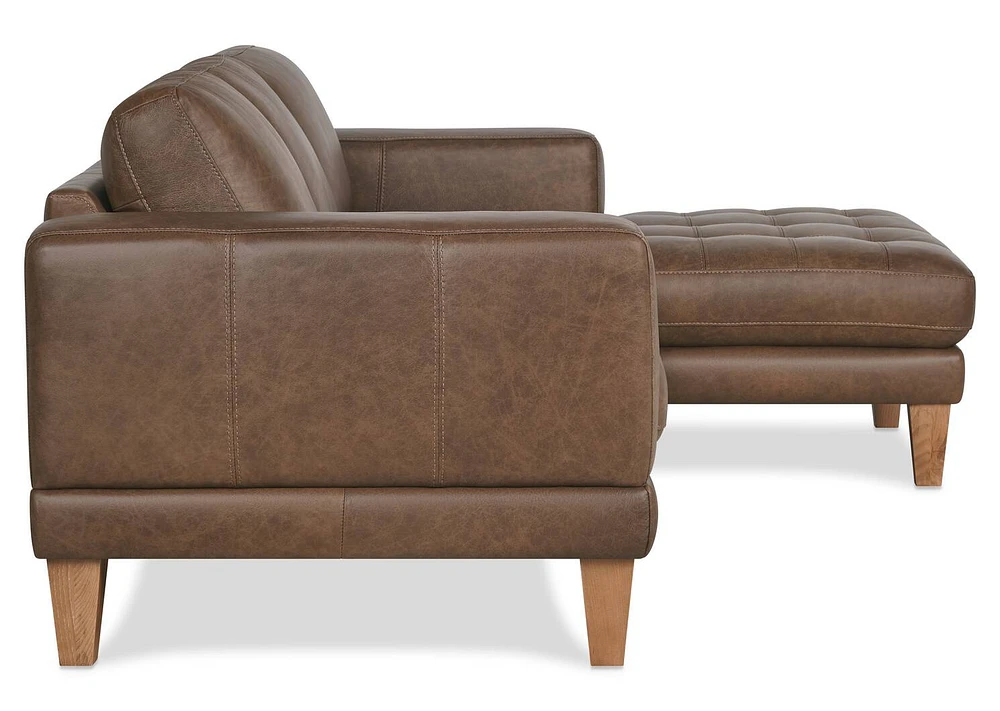 Carson Leather Sofa Chaise RCF -Wes Rum