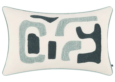 Pomo Pillow 14x24 Ivory/Blue
