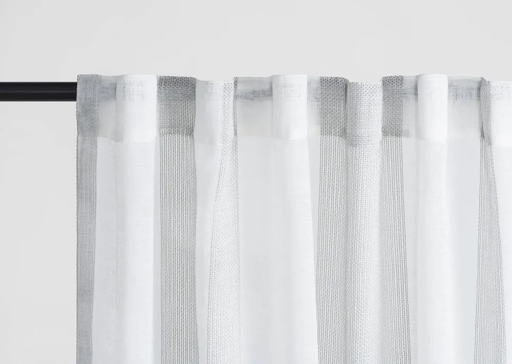 Harcourt Striped Sheer 96 Ivory/Grey