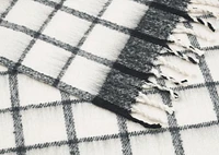 Remi Windowpane Plaid Throw Ivory/Black