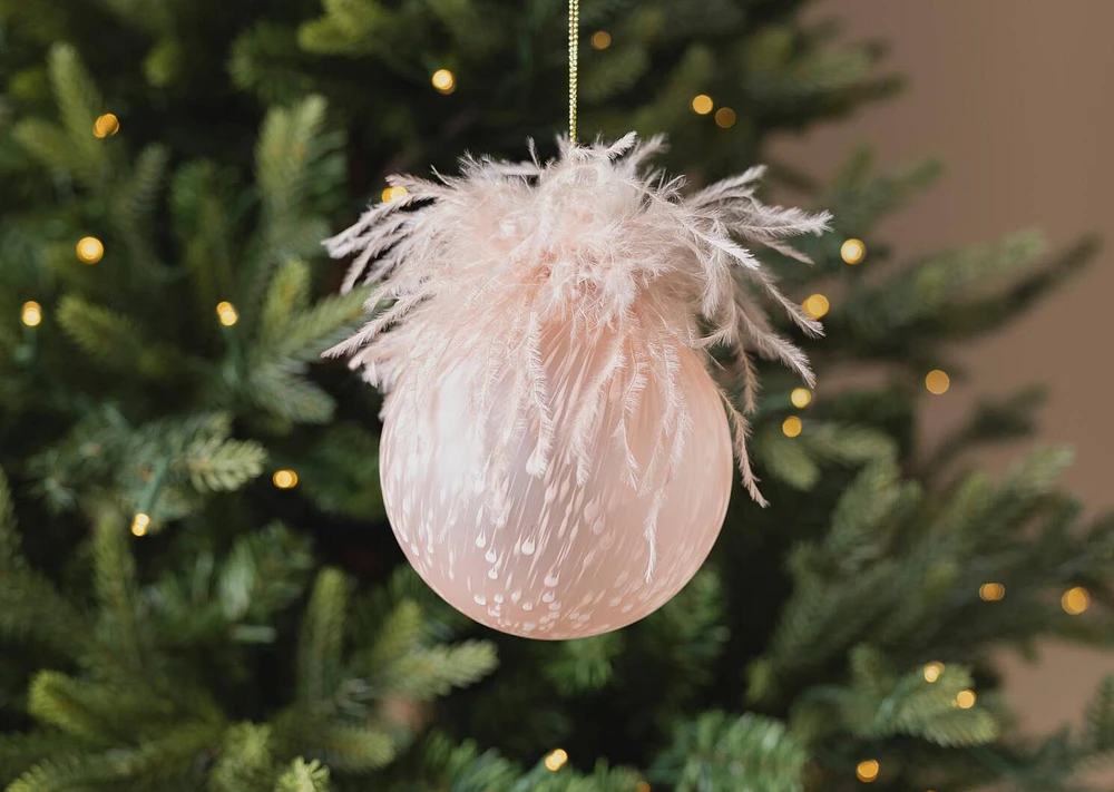 Betty Feather Ball Ornament Blush