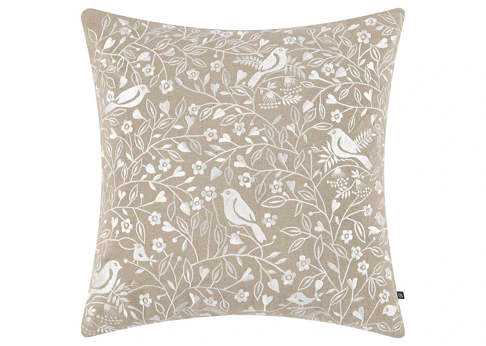 Ivy Cotton Embroidered Pillow 20x20 Sand