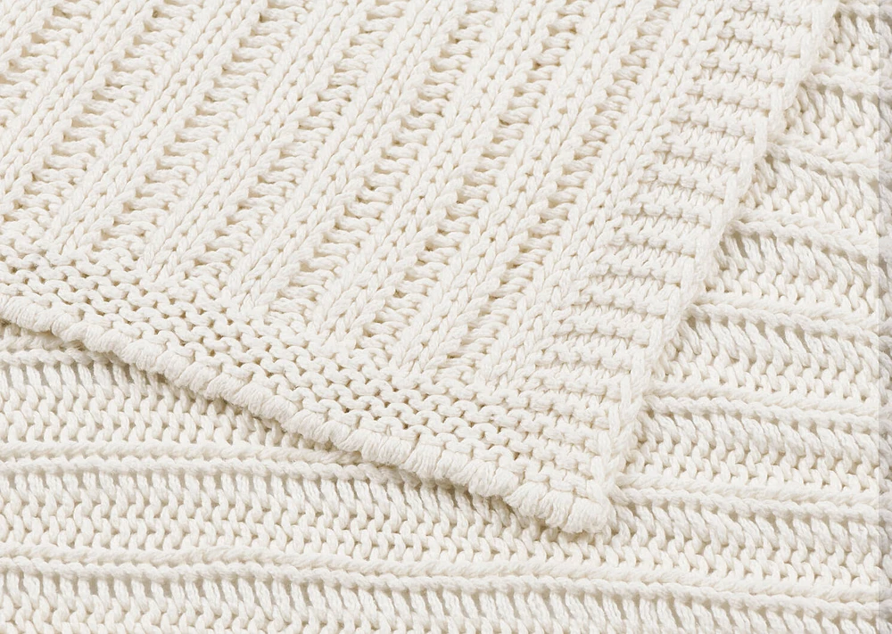 Emmons Cotton Throw Ivory
