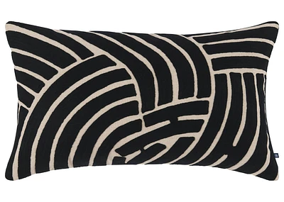 Avila Cotton Pillow 14x24 Black/Natural