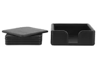 Riva Coaster Set with Holder Black