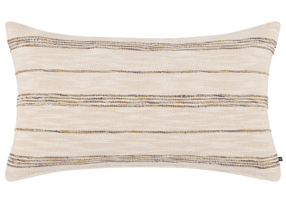 Zira Cotton Striped Pillow 14x24 Natural