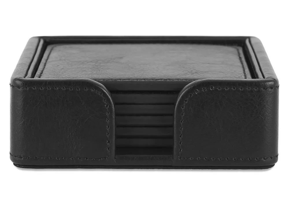 Riva Coaster Set with Holder Black