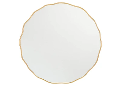 Zina Wavy Round Wall Mirror Brass