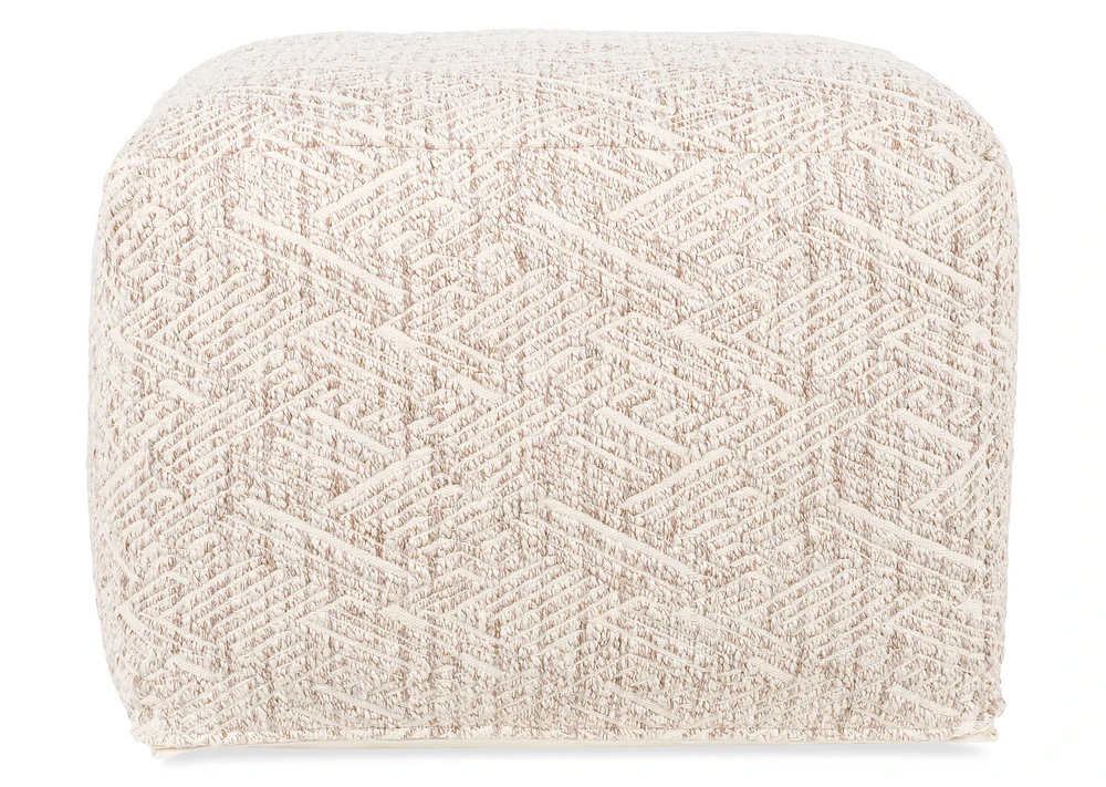 Griffin Cotton Pouf Tan/Ivory