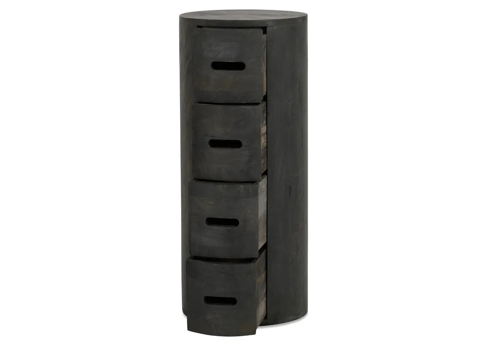 Drum 4 Drawer Pedestal -Mango Black